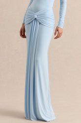Flynne | Blue Wrapped Maxi Skirt With Sash