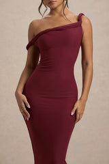 Salome | Berry Twisted Asymmetric Midi Dress