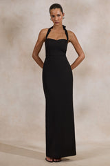 Heloira | Black Sweetheart-Neck Maxi Dress