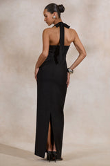 Heloira | Black Sweetheart-Neck Maxi Dress