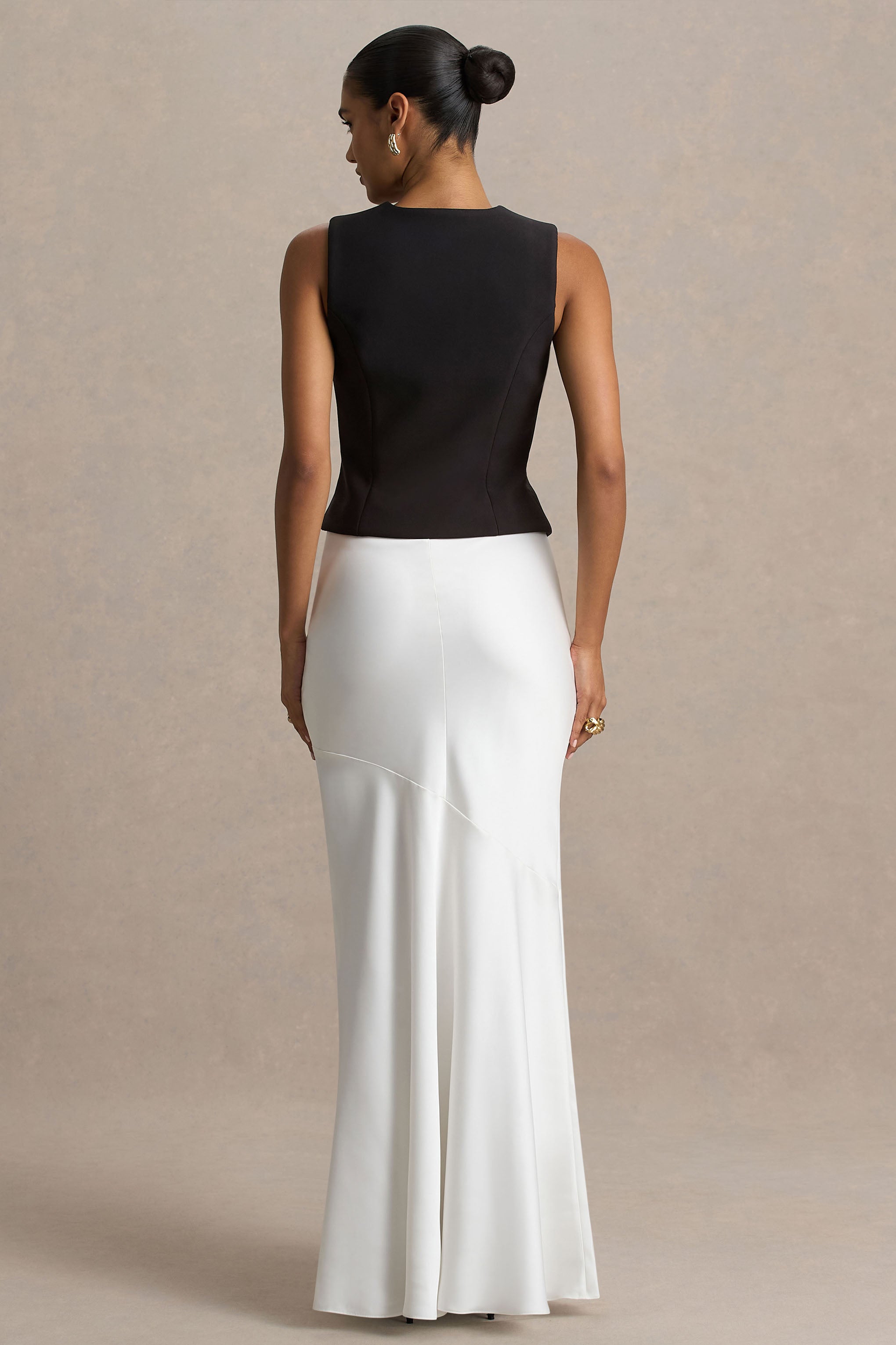 Lilah  | Cream Satin Maxi Skirt